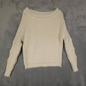 Ramy Brook Womens Kaylee Pullover Sweater Off White Long Sleeve Boat Neck XS New